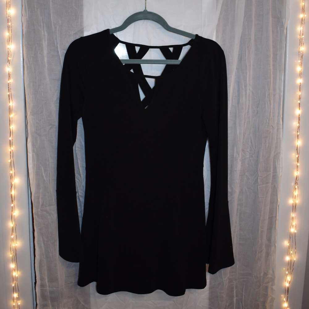 Black Cut-Out Long Sleeved Dress